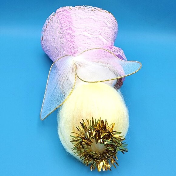 Vintage Pink Lace Angel Tree Topper Gold Halo Tulle Wings Foil Hymn Book 1960s - Picture 8 of 10